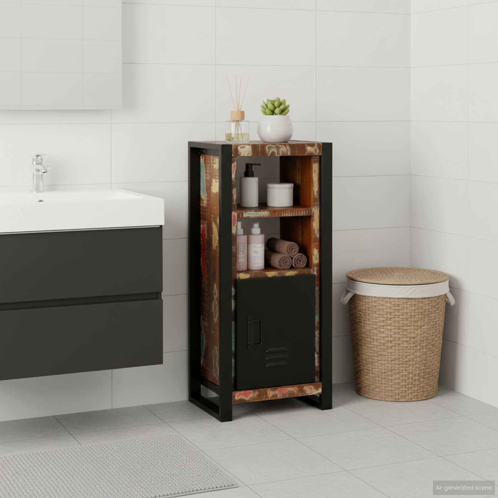 Badezimmerschrank Braun 40 X 30 X 90 Cm Massivholz Mango