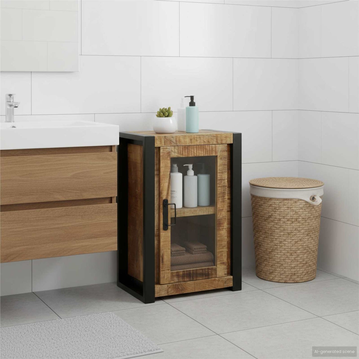 Badezimmerschrank Braun 40 X 30 X 60 Cm Massivholz Mango