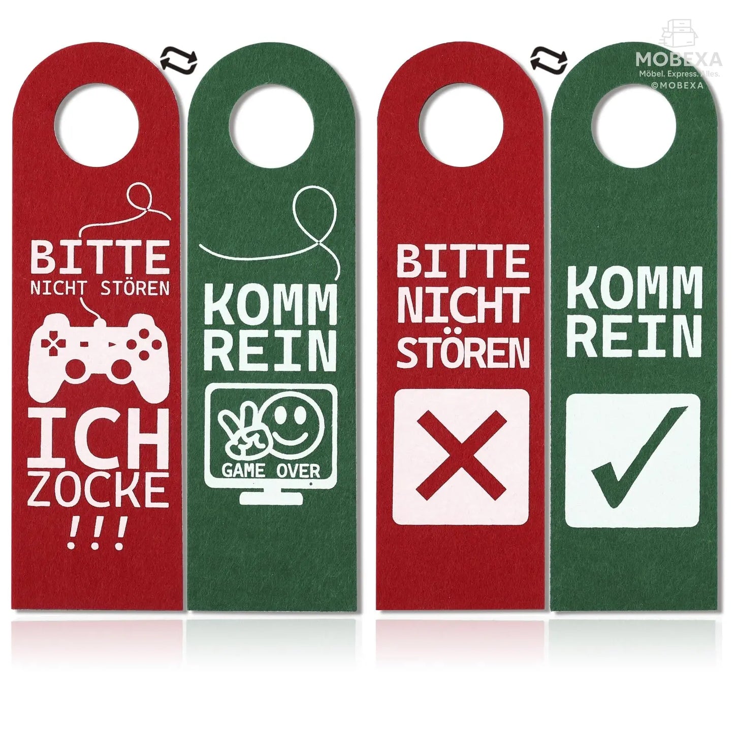 Bitte Nicht stören, ich zocke oder komm rein, Pack of 2 Felt Door Pendants, Gamer Gift, Gamer Room Decoration, Gamer Gift, Teenager Boys Gift, Cool Things for Boys (Grey) MOBEXA