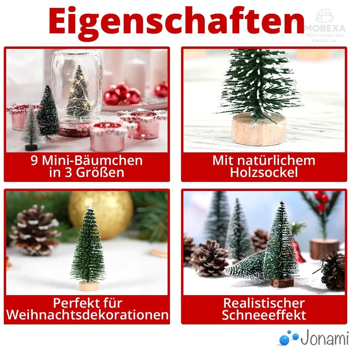 Christmas Tree Mini Artificial Miniature Christmas Tree Green Mini Christmas Tree Small Christmas Decoration for Table Decoration, DIY, Shop Window Figures 10/16/22 cm - Pack of 9 MOBEXA