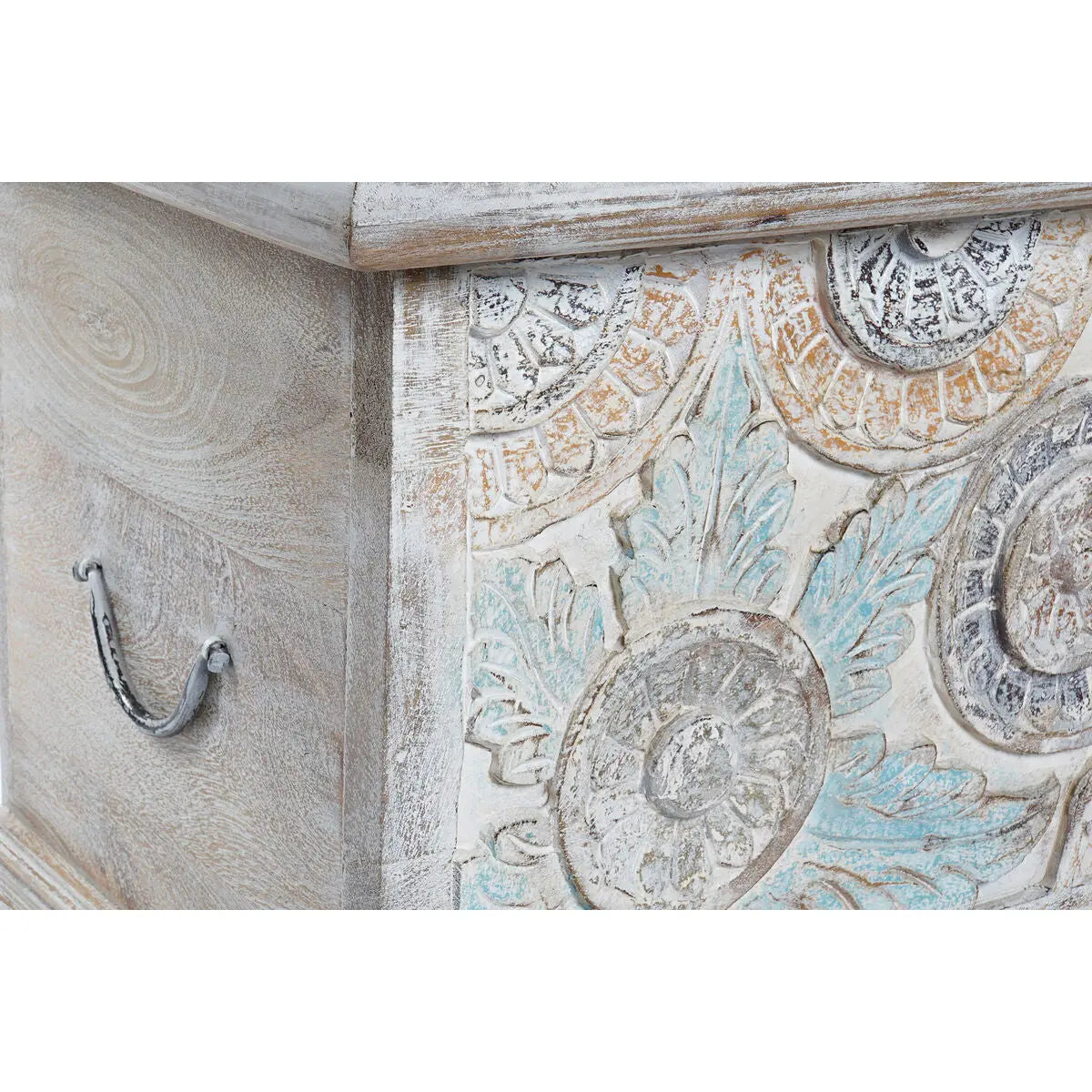 Dekorative Truhe DKD Home Decor – Mango-Holz & Messing, Weiß Bigbuy