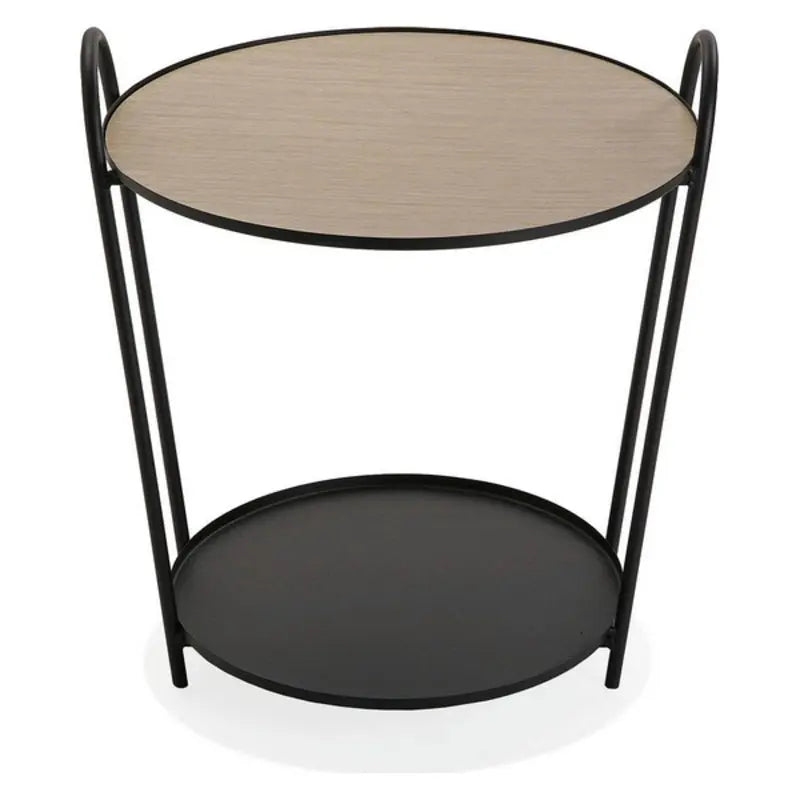Design-Beistelltisch „Nosa“ mit 2 Ablagen, Metall, Schwarz/Natur Bigbuy
