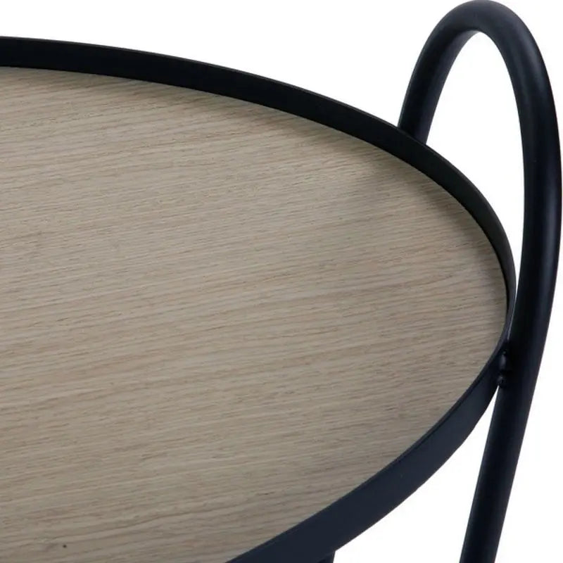 Design-Beistelltisch „Nosa“ mit 2 Ablagen, Metall, Schwarz/Natur Bigbuy