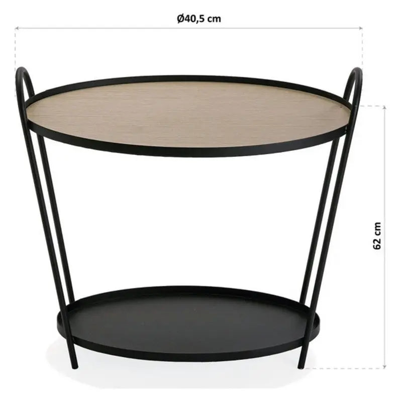 Design-Beistelltisch „Nosa“ mit 2 Ablagen, Metall, Schwarz/Natur Bigbuy