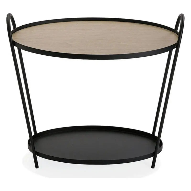 Design-Beistelltisch „Nosa“ mit 2 Ablagen, Metall, Schwarz/Natur Bigbuy