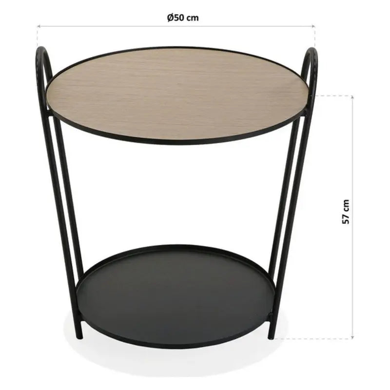Design-Beistelltisch „Nosa“ mit 2 Ablagen, Metall, Schwarz/Natur Bigbuy