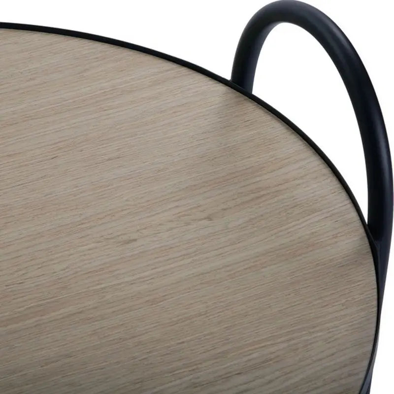 Design-Beistelltisch „Nosa“ mit 2 Ablagen, Metall, Schwarz/Natur Bigbuy