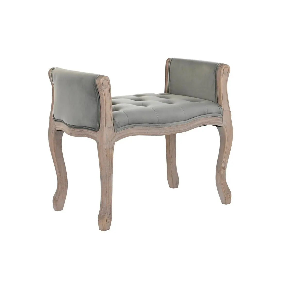 Elegante Polsterbank im klassischen Stil – Grau, Samt, 64,5 cm Bigbuy