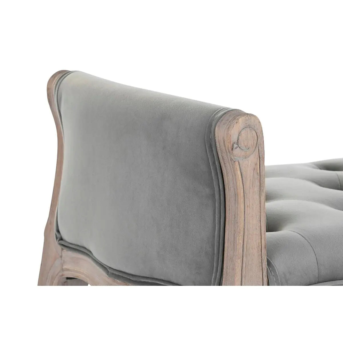 Elegante Polsterbank im klassischen Stil – Grau, Samt, 64,5 cm Bigbuy