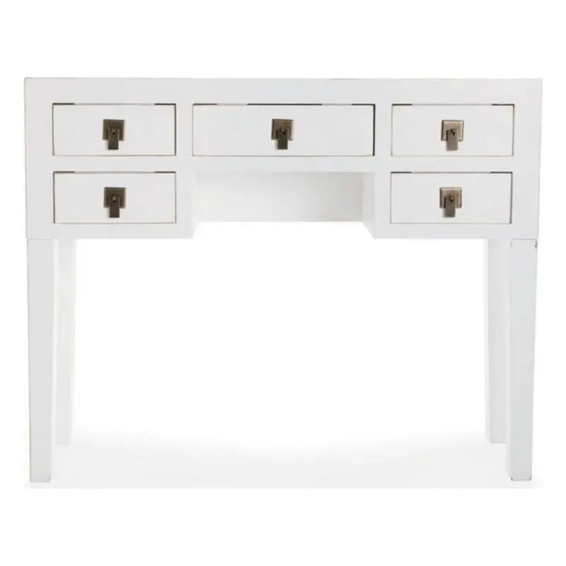 Flurtisch im Asia-Stil – Weiß, 5 Schubladen, Massivholz, 80 cm Bigbuy