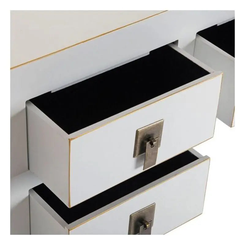 Flurtisch im Asia-Stil – Weiß, 5 Schubladen, Massivholz, 80 cm Bigbuy