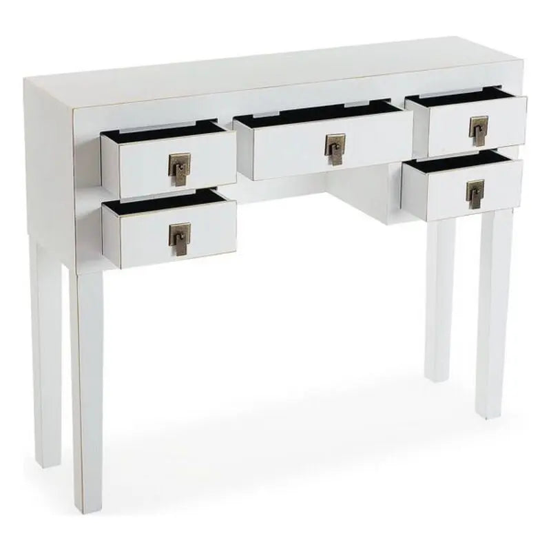 Flurtisch im Asia-Stil – Weiß, 5 Schubladen, Massivholz, 80 cm Bigbuy