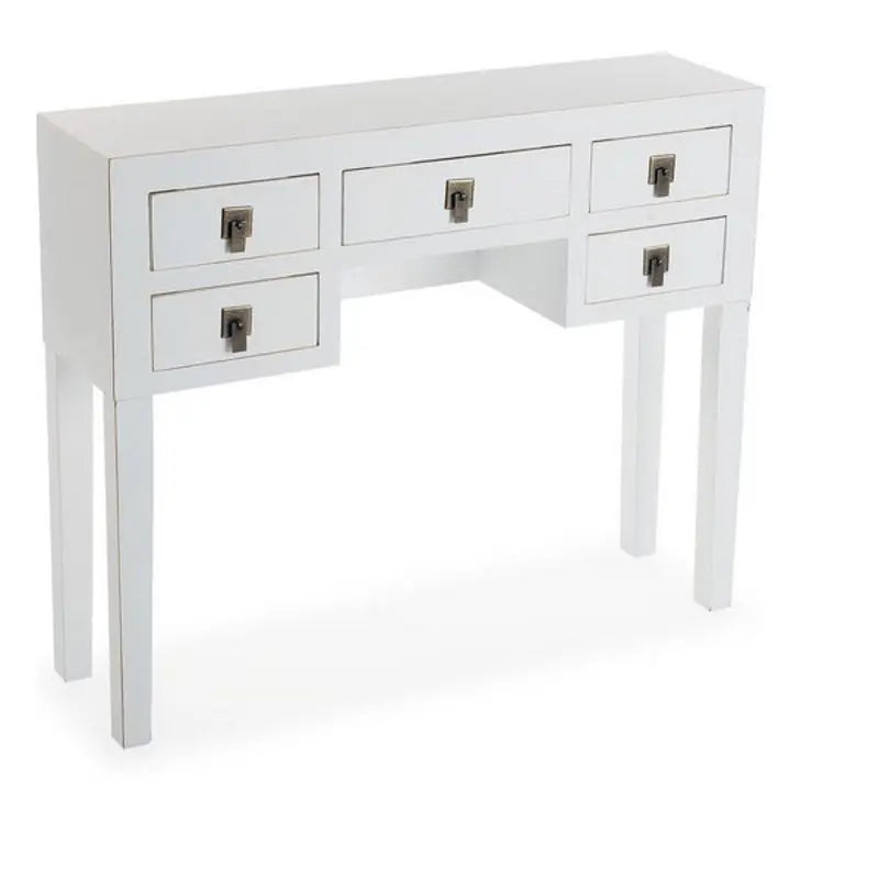 Flurtisch im Asia-Stil – Weiß, 5 Schubladen, Massivholz, 80 cm Bigbuy