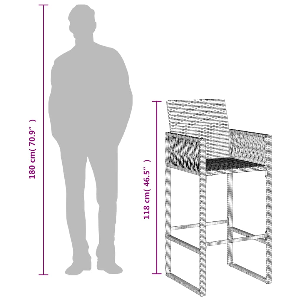 Garten-Barhocker 2 Stk. Poly Rattan