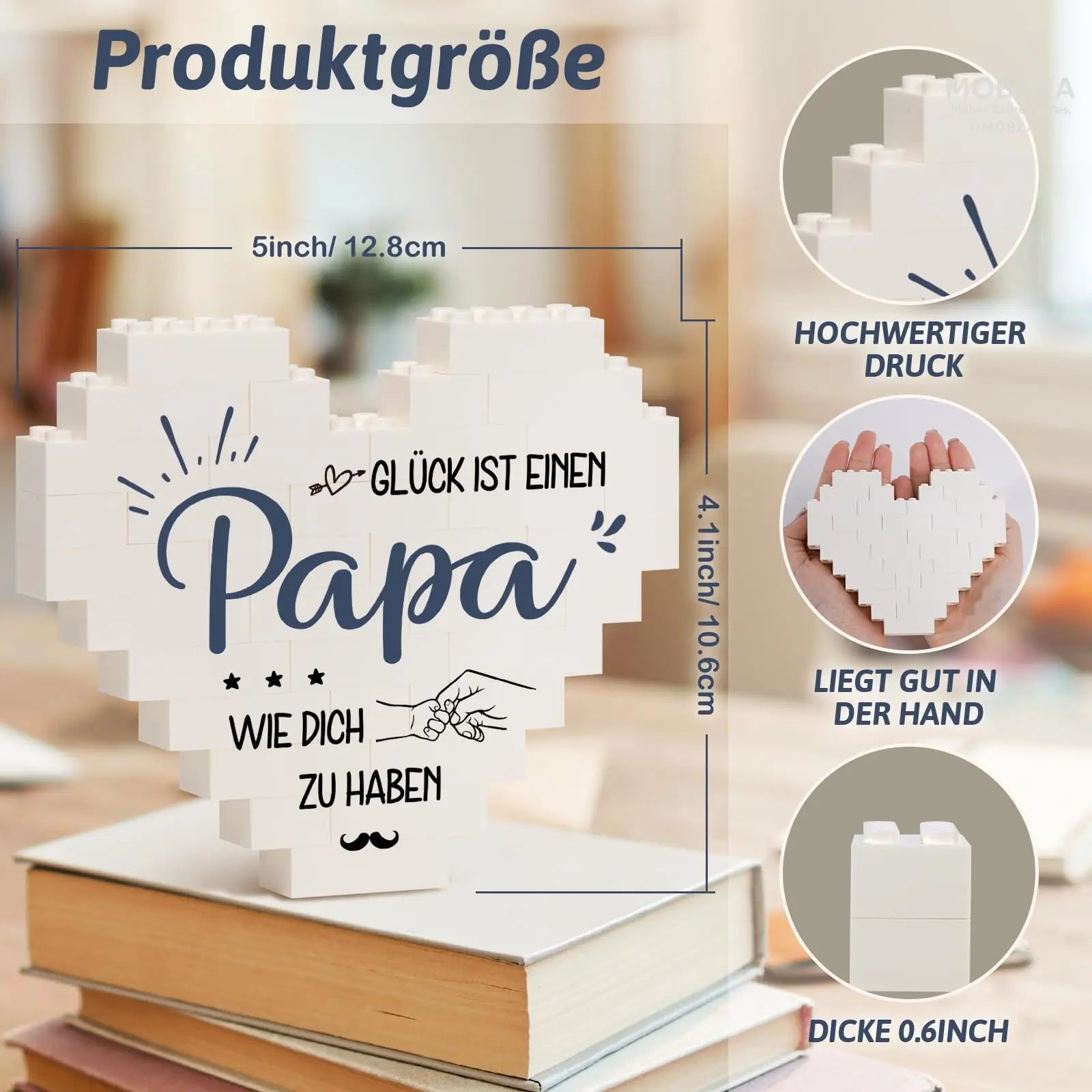 Gift for Dad for Christmas, Birthday Gift for Dad from Daughter Son, Gifts for Dad on Birthday, Valentine's Day, Heart Shaped Plaque Decoration MOBEXA