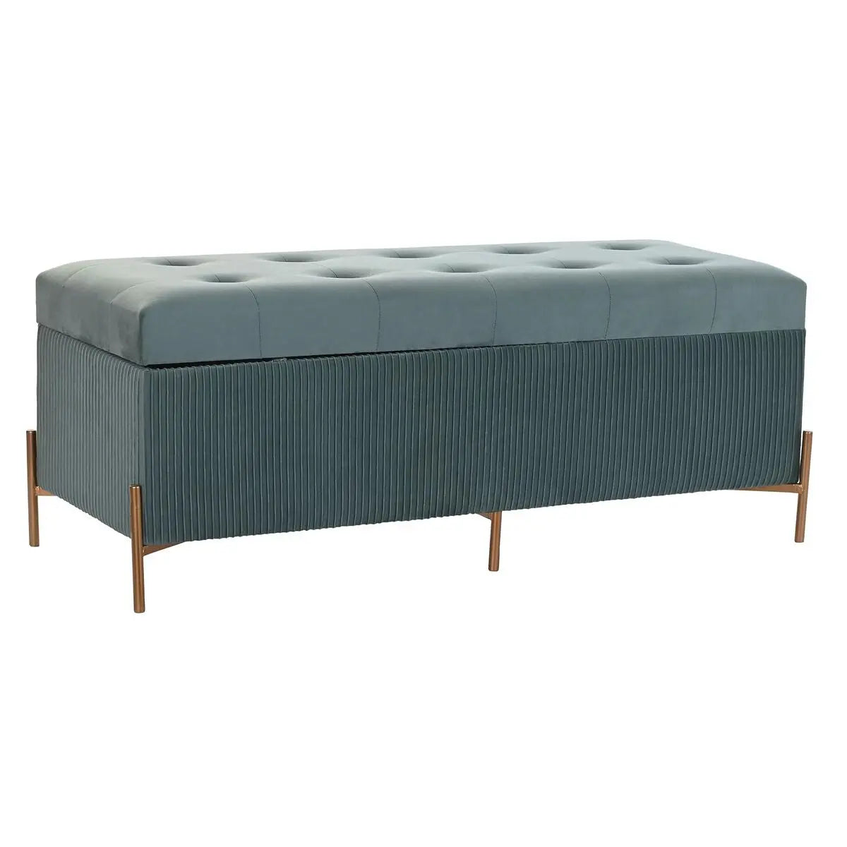 Glamouröse Sitzbank in Grün – Samt, 115 x 40 x 45 cm, Metallfüße Bigbuy