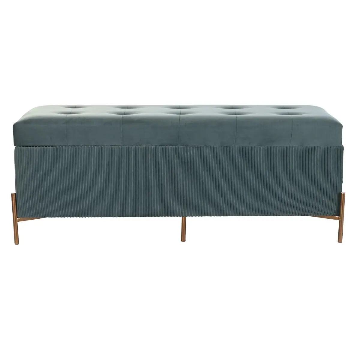 Glamouröse Sitzbank in Grün – Samt, 115 x 40 x 45 cm, Metallfüße Bigbuy
