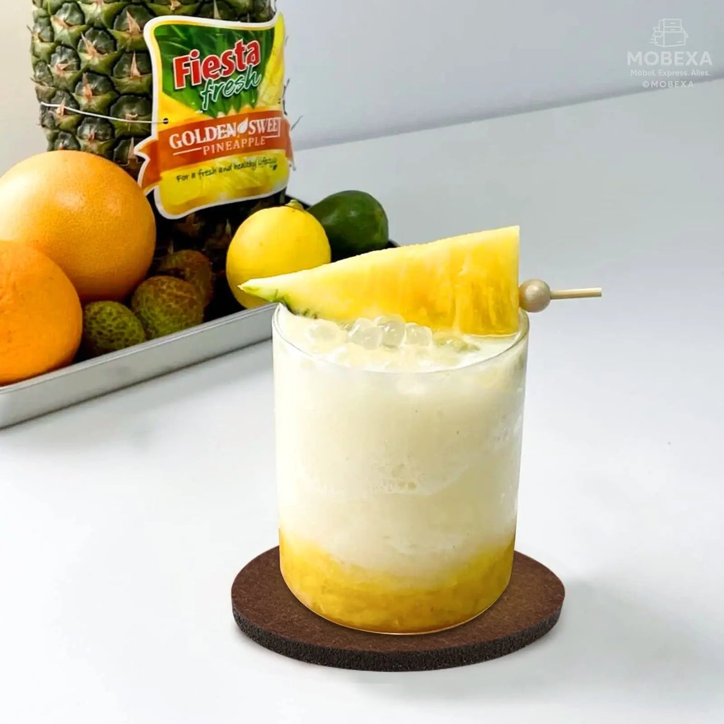 Glowbal Round Felt Coasters Set for Glasses, Designer Glass Coasters in Dark Grey Colour for Drinks, Bar, Cups, Set of 12 MOBEXA