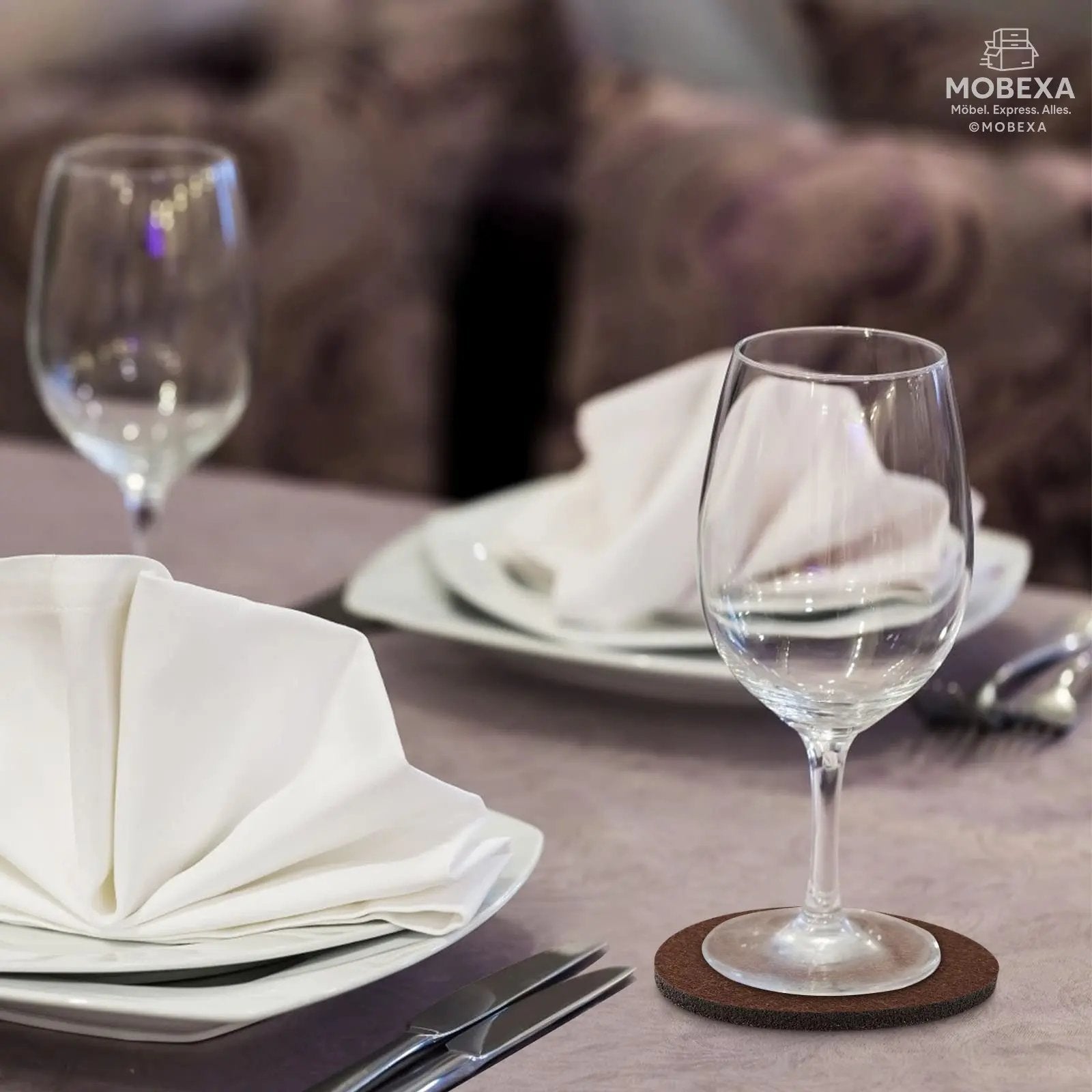 Glowbal Round Felt Coasters Set for Glasses, Designer Glass Coasters in Dark Grey Colour for Drinks, Bar, Cups, Set of 12 MOBEXA