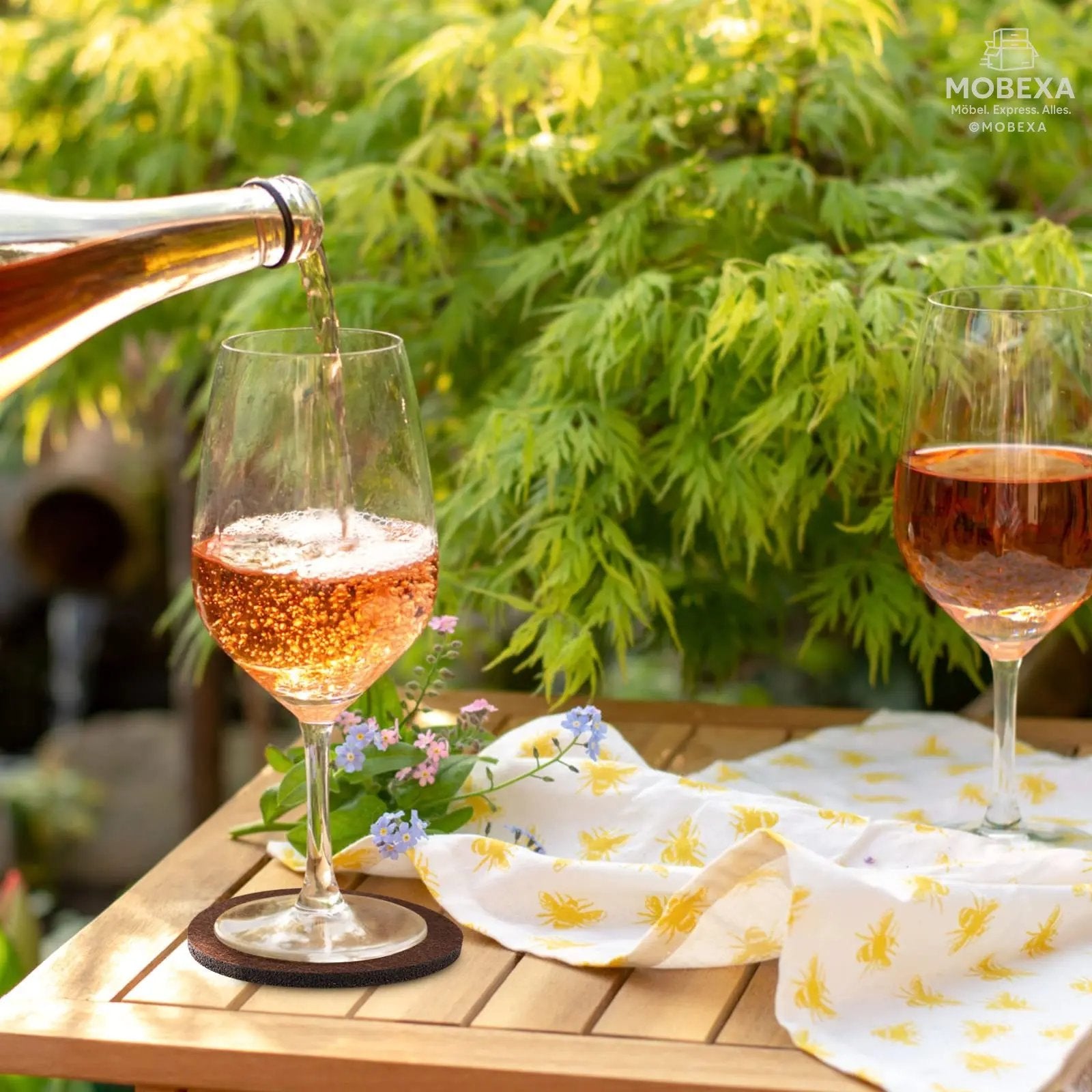 Glowbal Round Felt Coasters Set for Glasses, Designer Glass Coasters in Dark Grey Colour for Drinks, Bar, Cups, Set of 12 MOBEXA