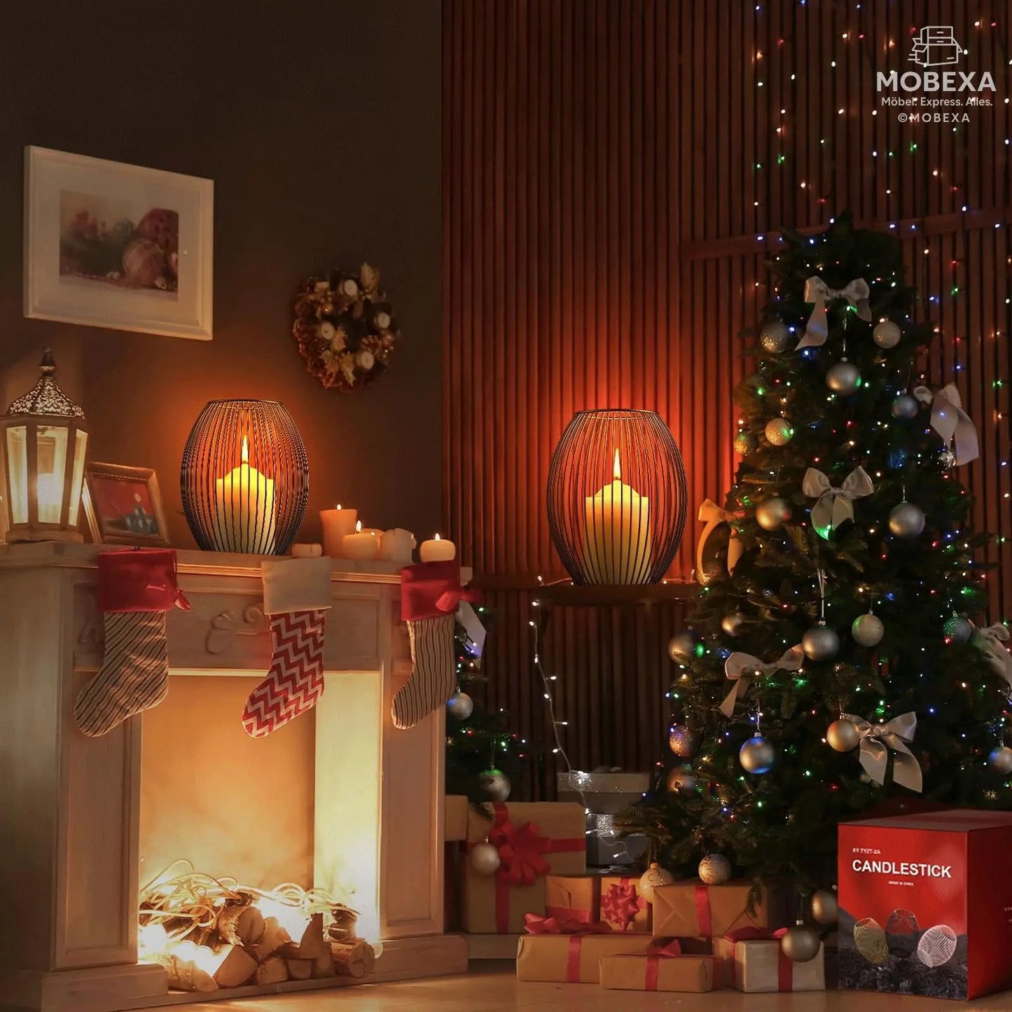 GoMaihe Oval Candle Holder Set of 2, 14 x 15.5 cm and 16 x 18 cm Metal Decorative Candle Holder Creative Vintage Candle Stand for Christmas Wedding Meal, Black, Reusable MOBEXA