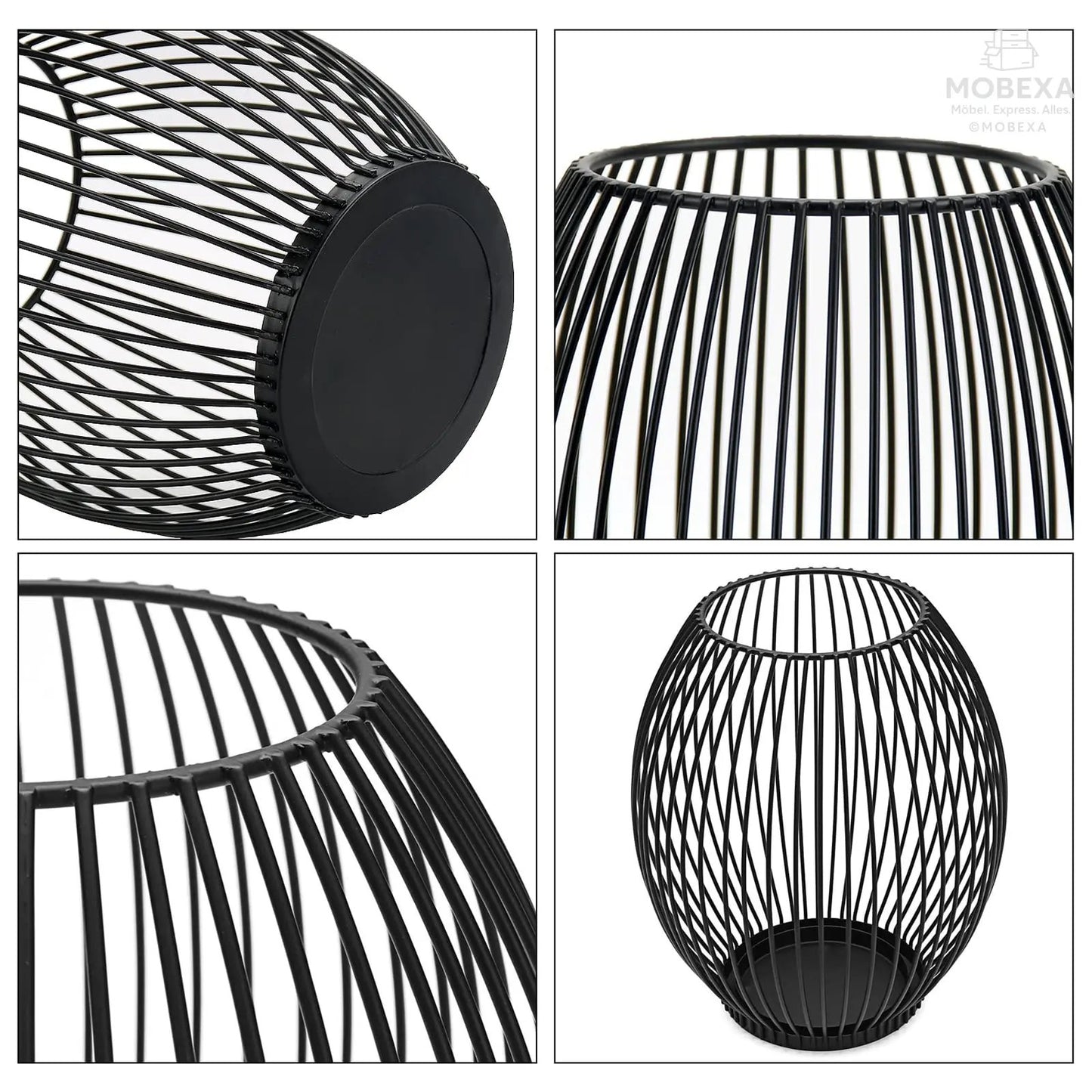 GoMaihe Oval Candle Holder Set of 2, 14 x 15.5 cm and 16 x 18 cm Metal Decorative Candle Holder Creative Vintage Candle Stand for Christmas Wedding Meal, Black, Reusable MOBEXA