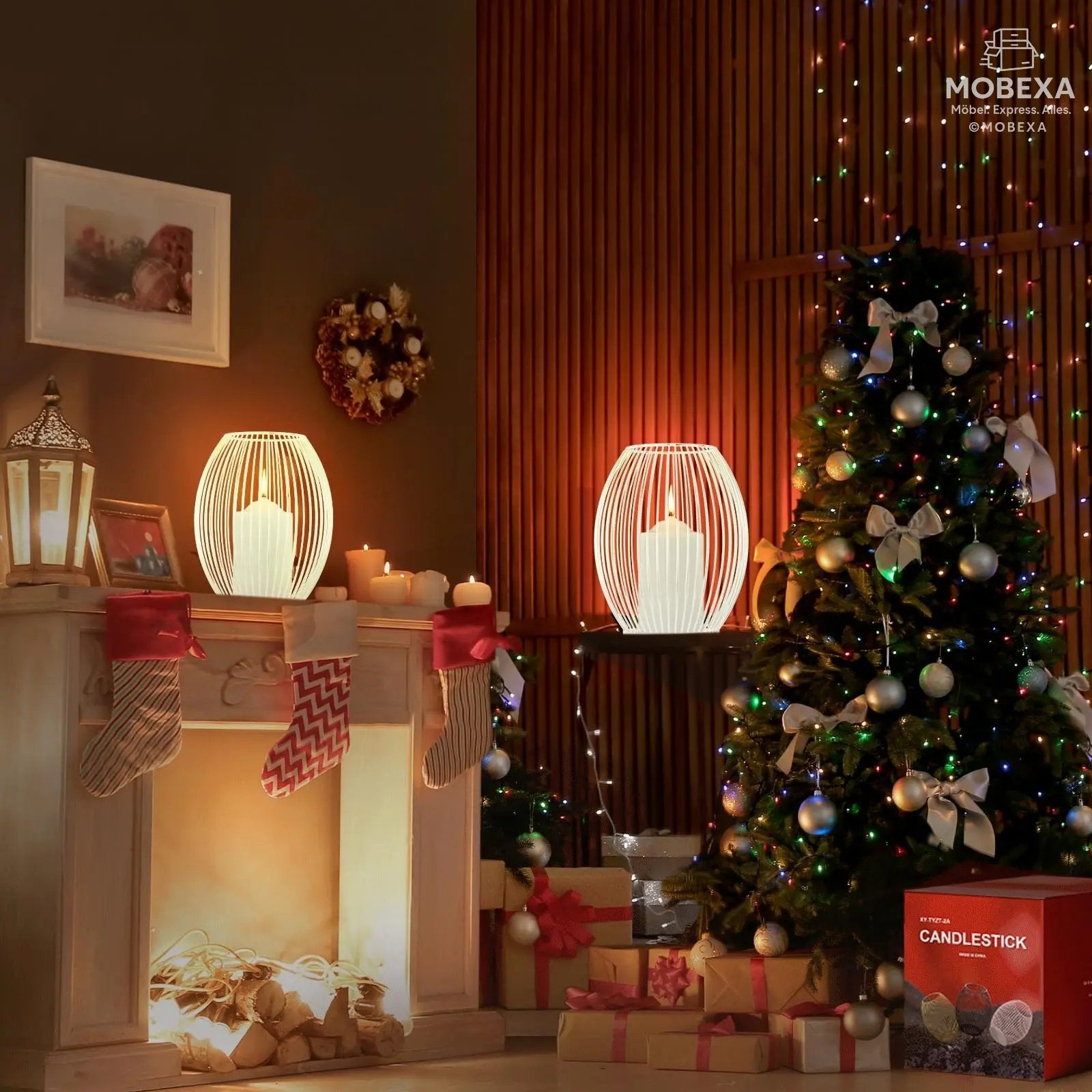 GoMaihe Oval Candle Holder Set of 2, 14 x 15.5 cm and 16 x 18 cm Metal Decorative Candle Holder Creative Vintage Candle Stand for Christmas Wedding Meal, Black, Reusable MOBEXA