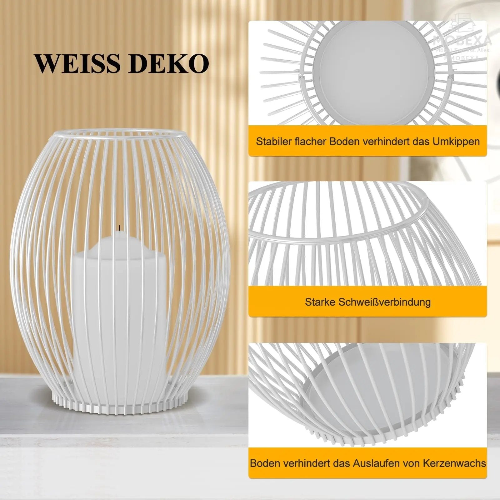 GoMaihe Oval Candle Holder Set of 2, 14 x 15.5 cm and 16 x 18 cm Metal Decorative Candle Holder Creative Vintage Candle Stand for Christmas Wedding Meal, Black, Reusable MOBEXA