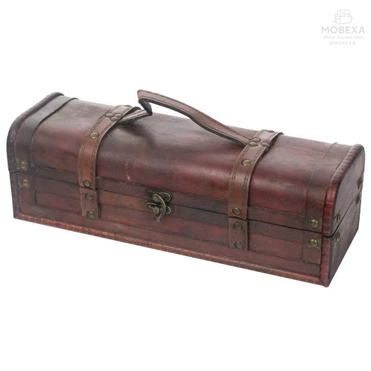 HMF Vintage Decorative Wooden Gift Box with Lid | For 1 Bottle of Wine | Landscape Format | Portugal MOBEXA