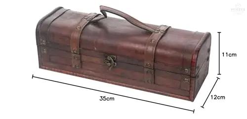 HMF Vintage Decorative Wooden Gift Box with Lid | For 1 Bottle of Wine | Landscape Format | Portugal MOBEXA