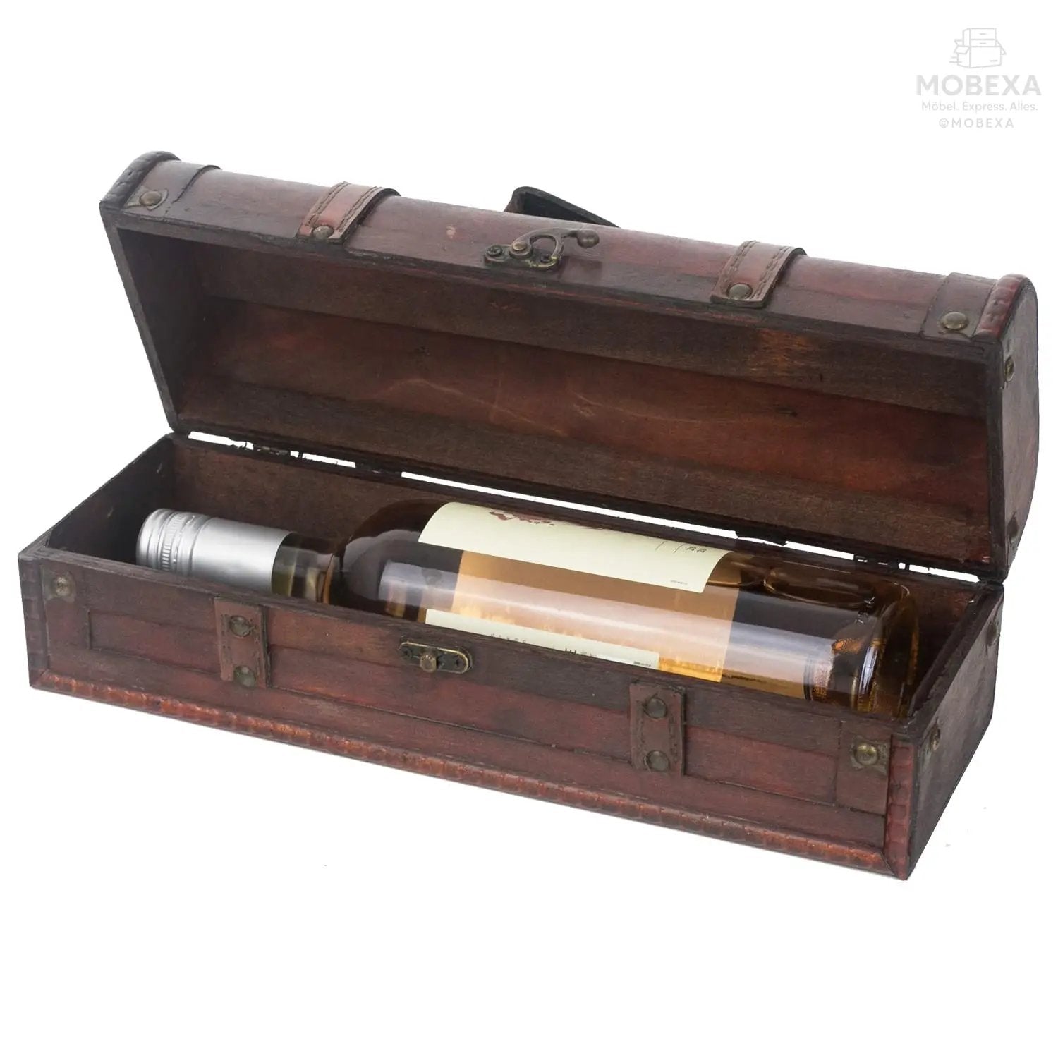 HMF Vintage Decorative Wooden Gift Box with Lid | For 1 Bottle of Wine | Landscape Format | Portugal MOBEXA