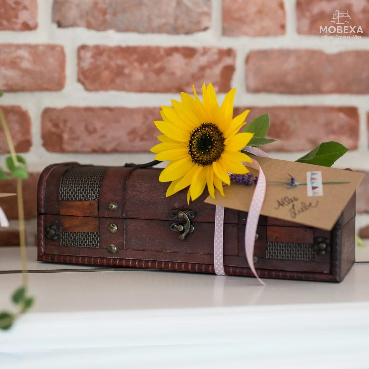 HMF Vintage Decorative Wooden Gift Box with Lid | For 1 Bottle of Wine | Landscape Format | Portugal MOBEXA