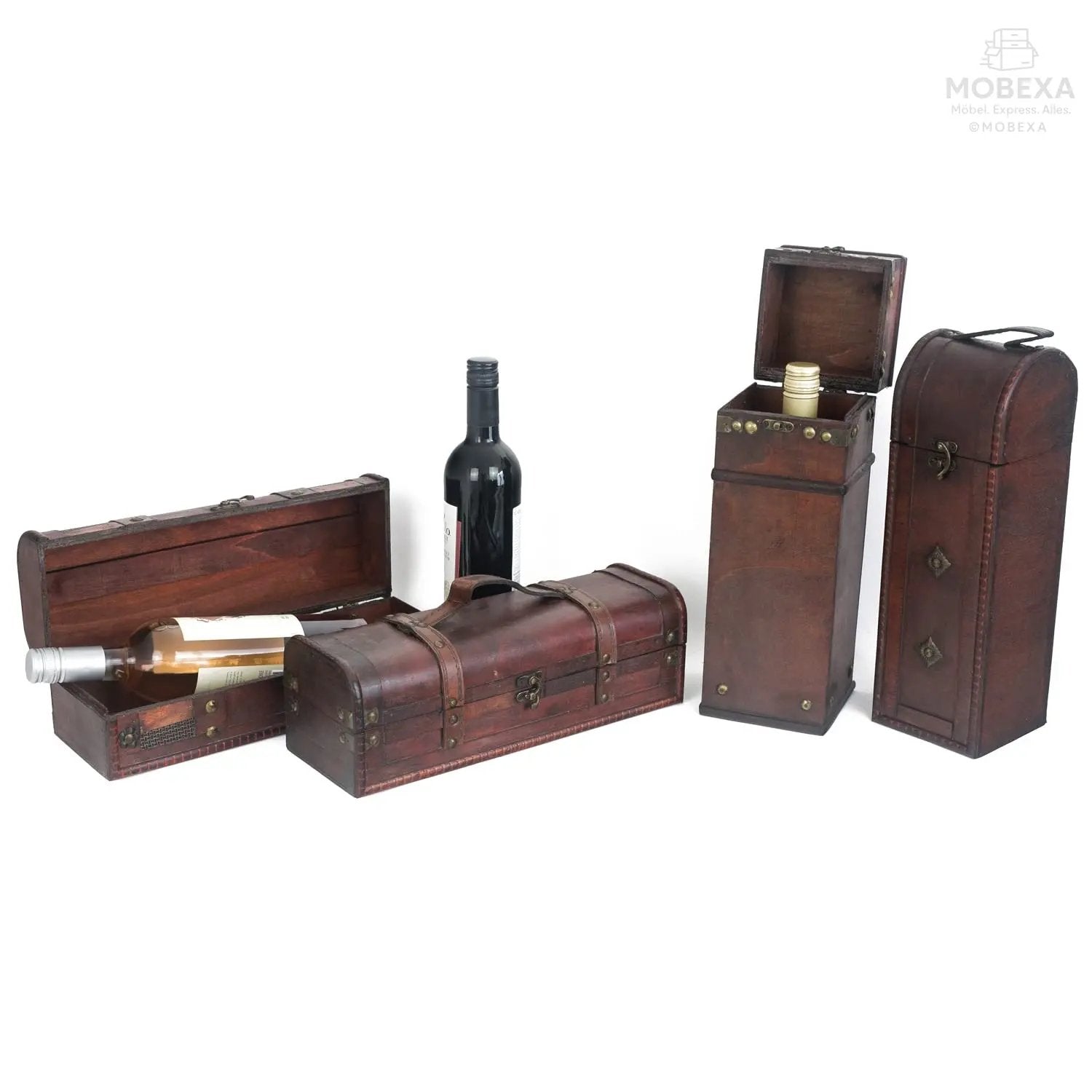 HMF Vintage Decorative Wooden Gift Box with Lid | For 1 Bottle of Wine | Landscape Format | Portugal MOBEXA