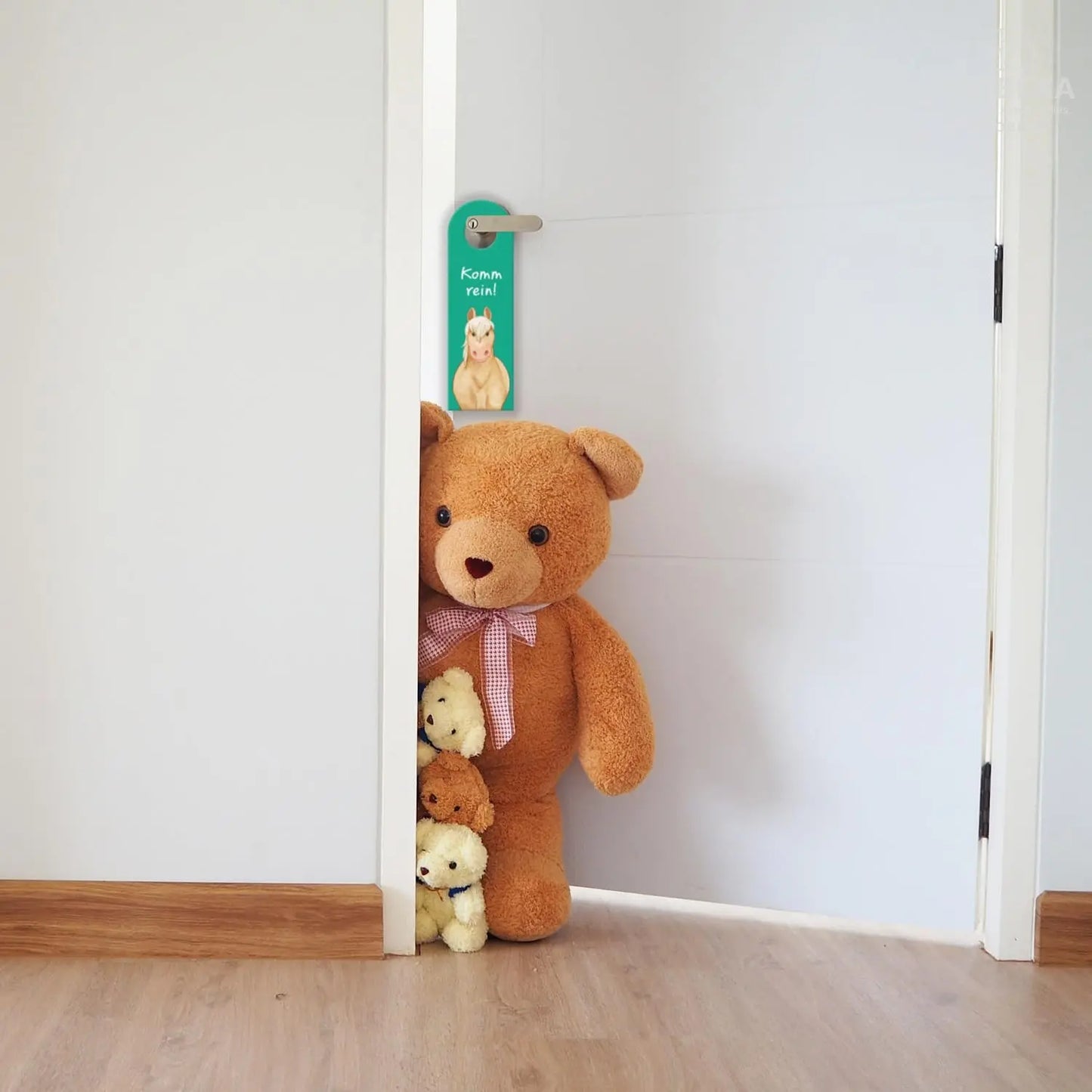 Horse Door Hanger with Saying Bleib draußen - Komm rein Pony Decor for Girls Children's Room Horse Girls Children Teenagers Ideal for Haflinger Lovers MOBEXA