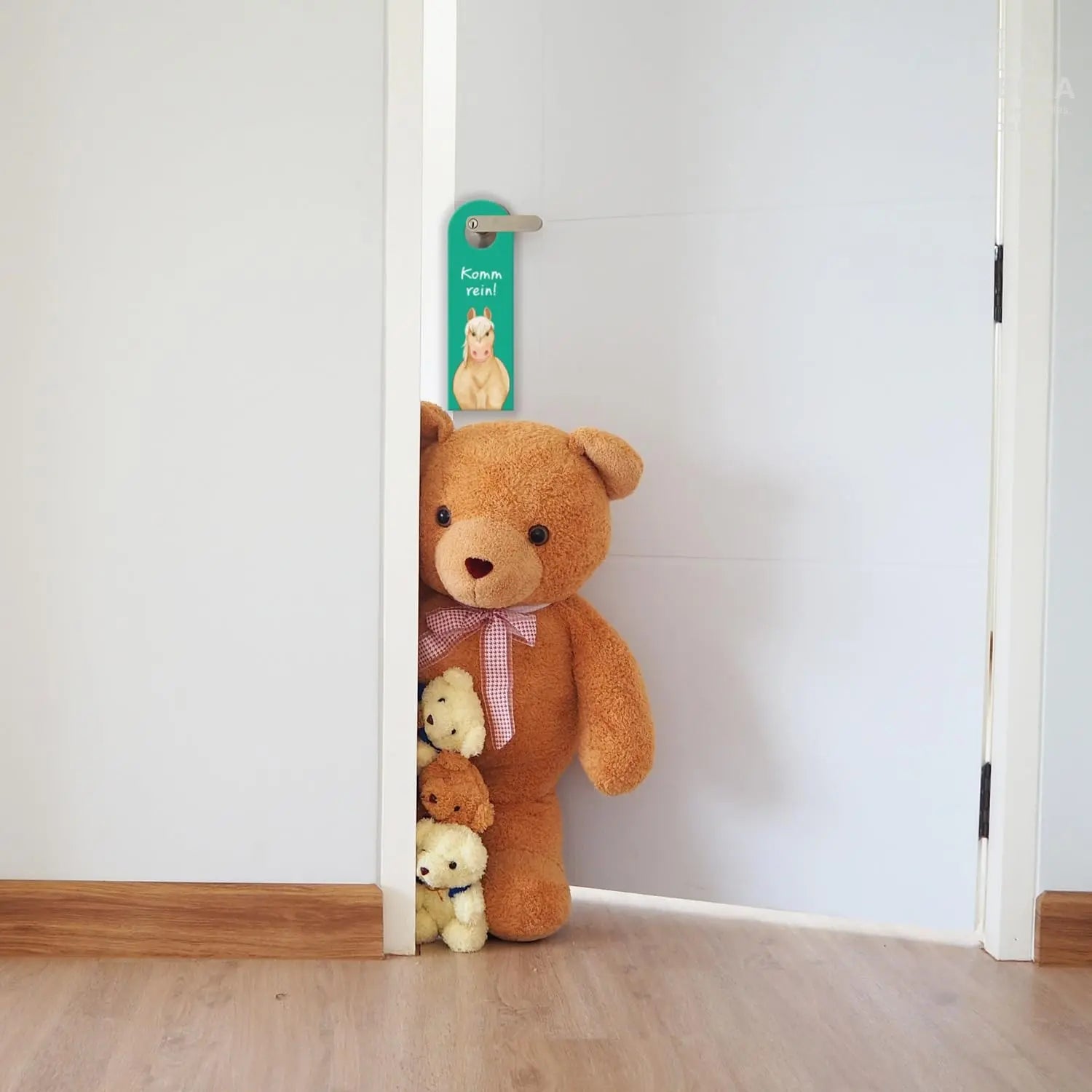 Horse Door Hanger with Saying Bleib draußen - Komm rein Pony Decor for Girls Children's Room Horse Girls Children Teenagers Ideal for Haflinger Lovers MOBEXA