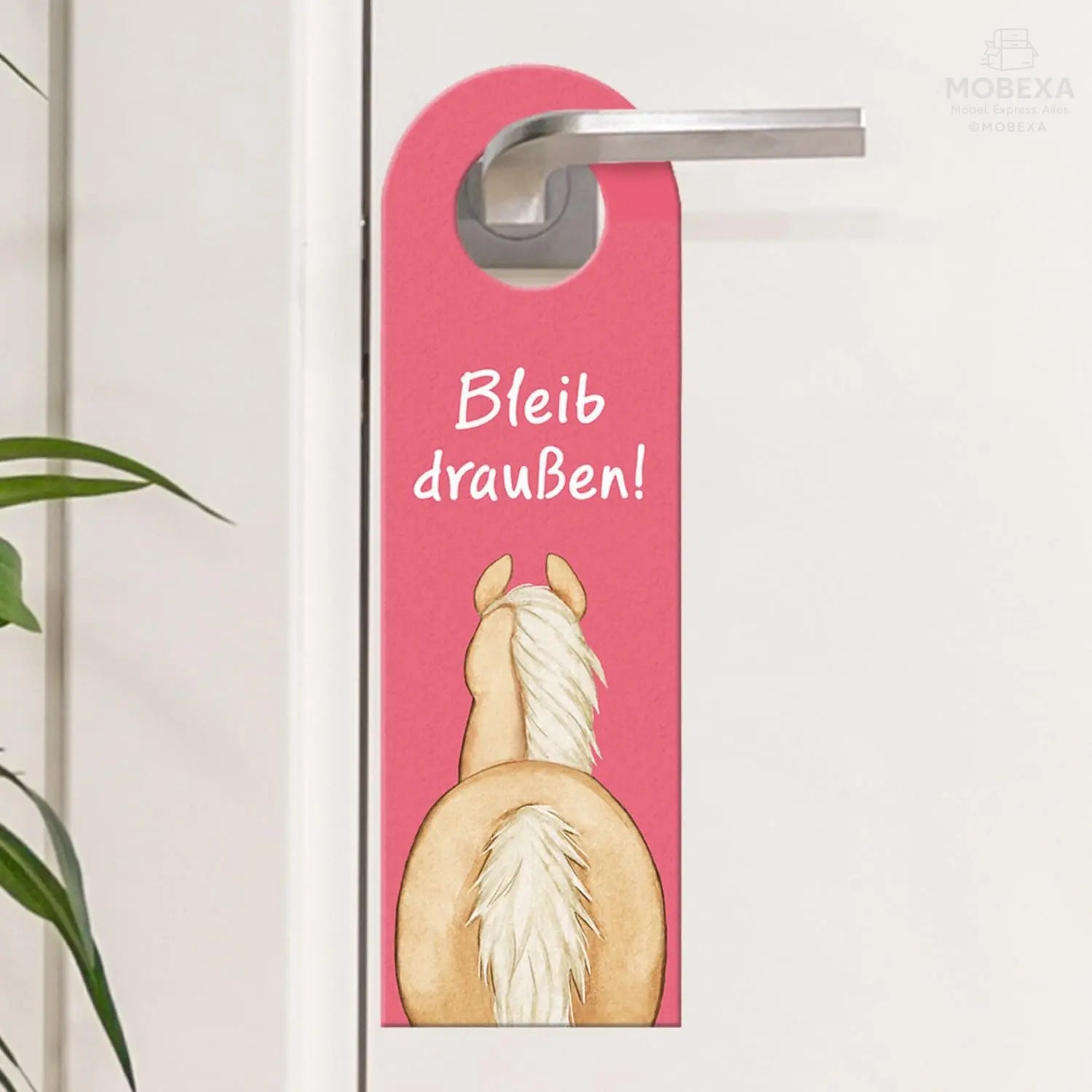 Horse Door Hanger with Saying Bleib draußen - Komm rein Pony Decor for Girls Children's Room Horse Girls Children Teenagers Ideal for Haflinger Lovers MOBEXA