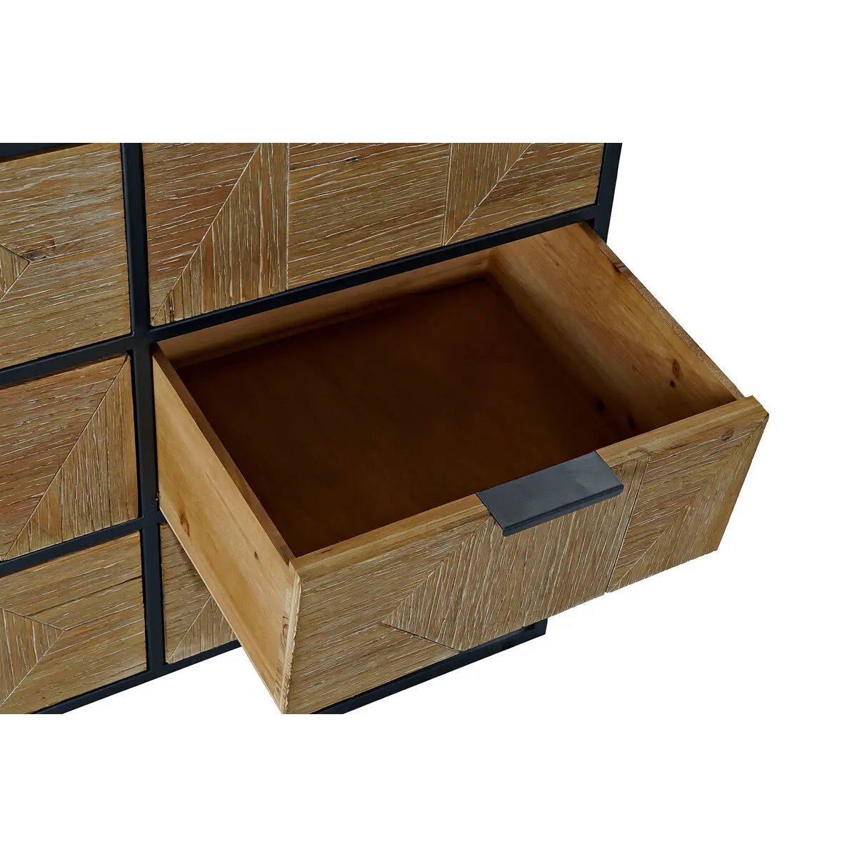 Loft-Sideboard aus Metall & Tannenholz – 9 Schubladen, 123 cm Bigbuy