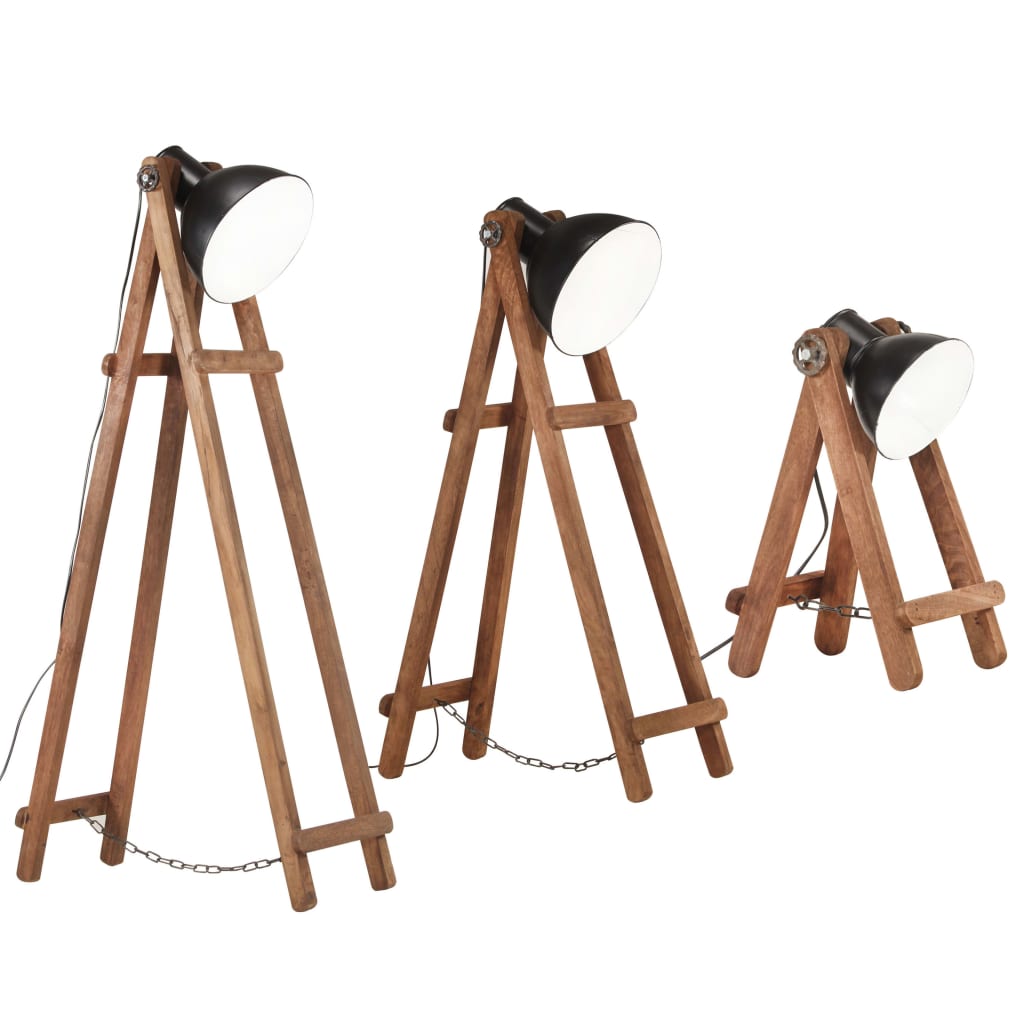 Stehlampen 3 Stk. E27 Mango Massivholz