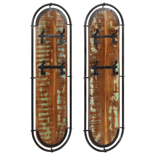 Wandgarderoben Mit 4 Haken 2 Stk. Altholz Massiv