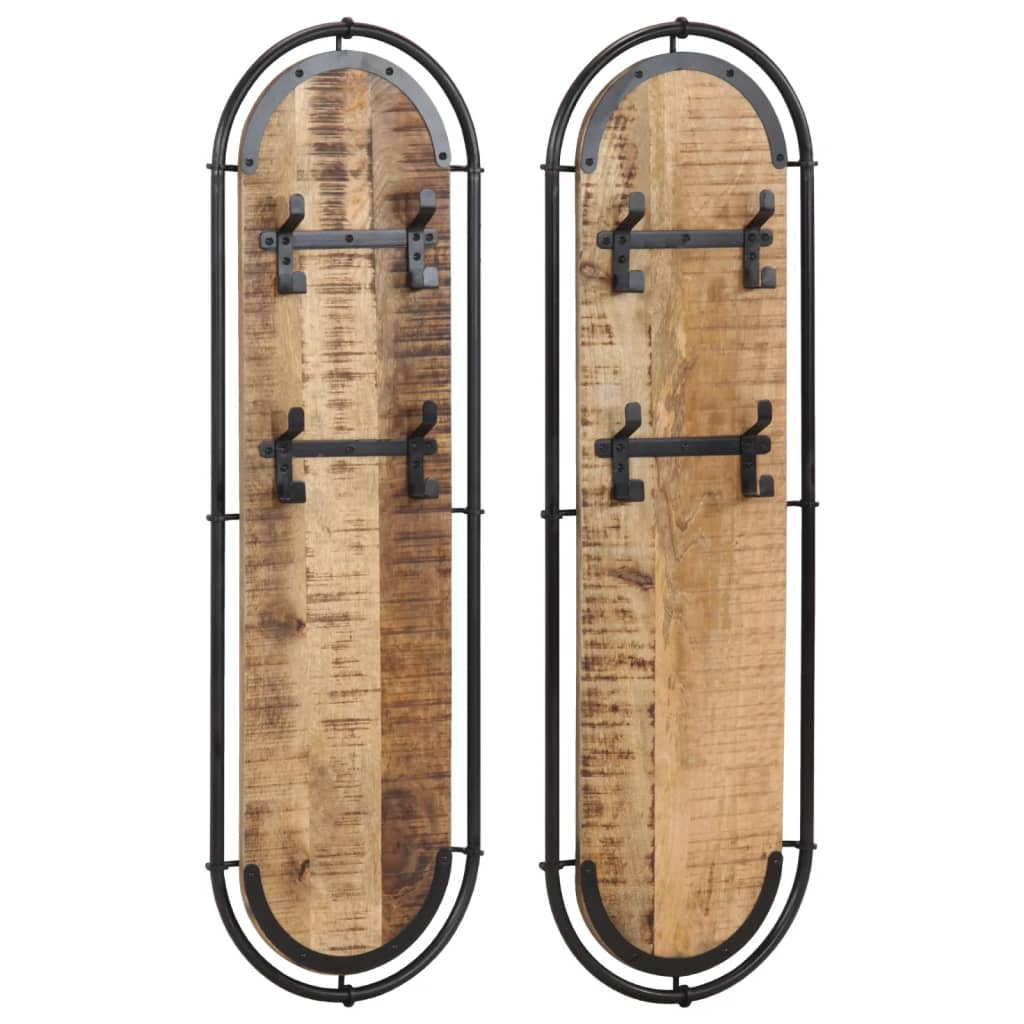 Wandgarderoben Mit 4 Haken 2 Stk. Altholz Massiv