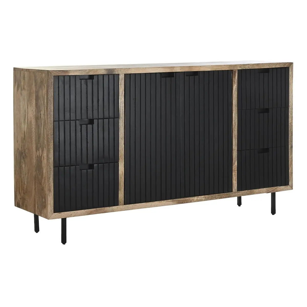 Modernes Sideboard aus Mangoholz & Metall – Schwarz/Natur, 160 cm Bigbuy