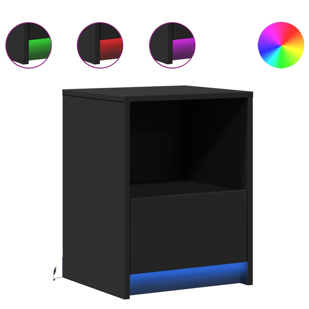 Nachttisch Mit Led-Leuchten Holzwerkstoff