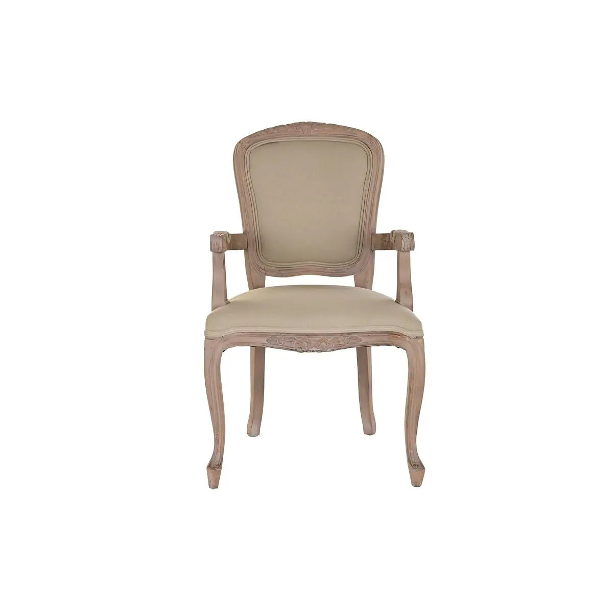 Stuhl DKD Home Decor – Holzstuhl mit Armlehnen & Beige-Polster Bigbuy