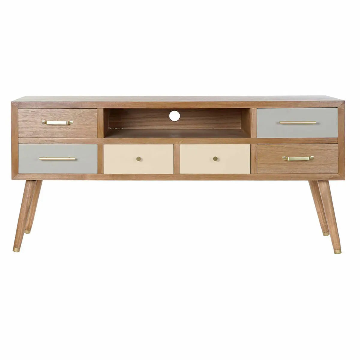 TV-Lowboard im Retro-Chic – Grau/Creme, 140 cm Bigbuy