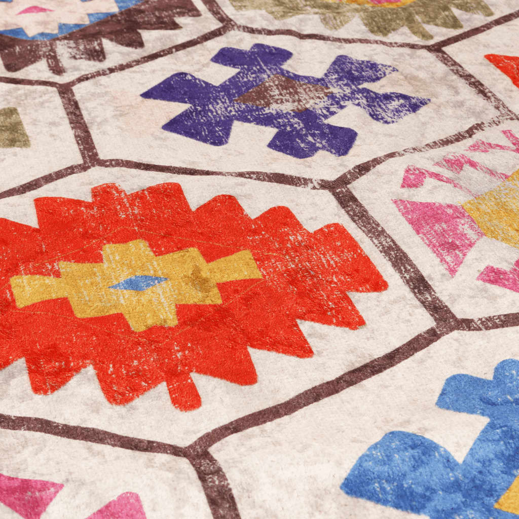 Teppich Waschbar Mehrfarbig Rutschfest Blau Und Weiß